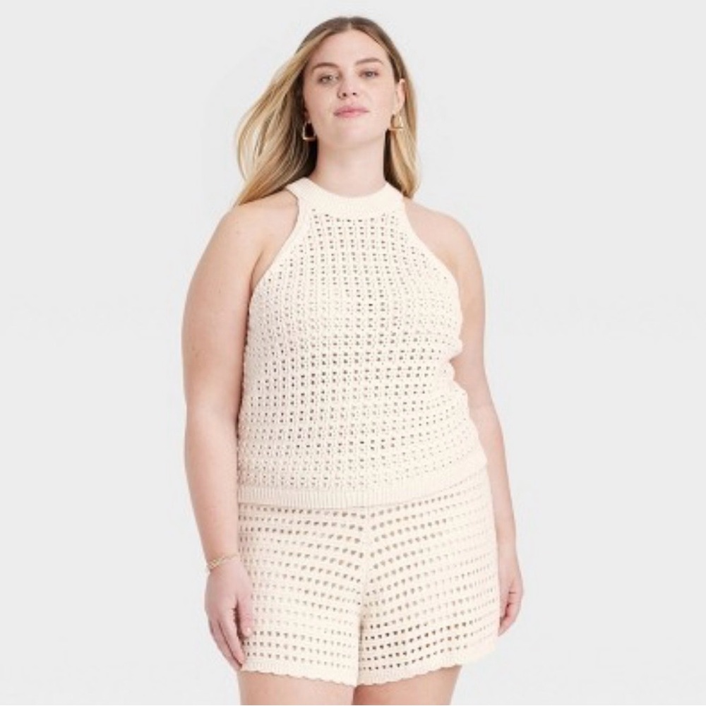 Universal Thread Openwork Ivory Knit Tank